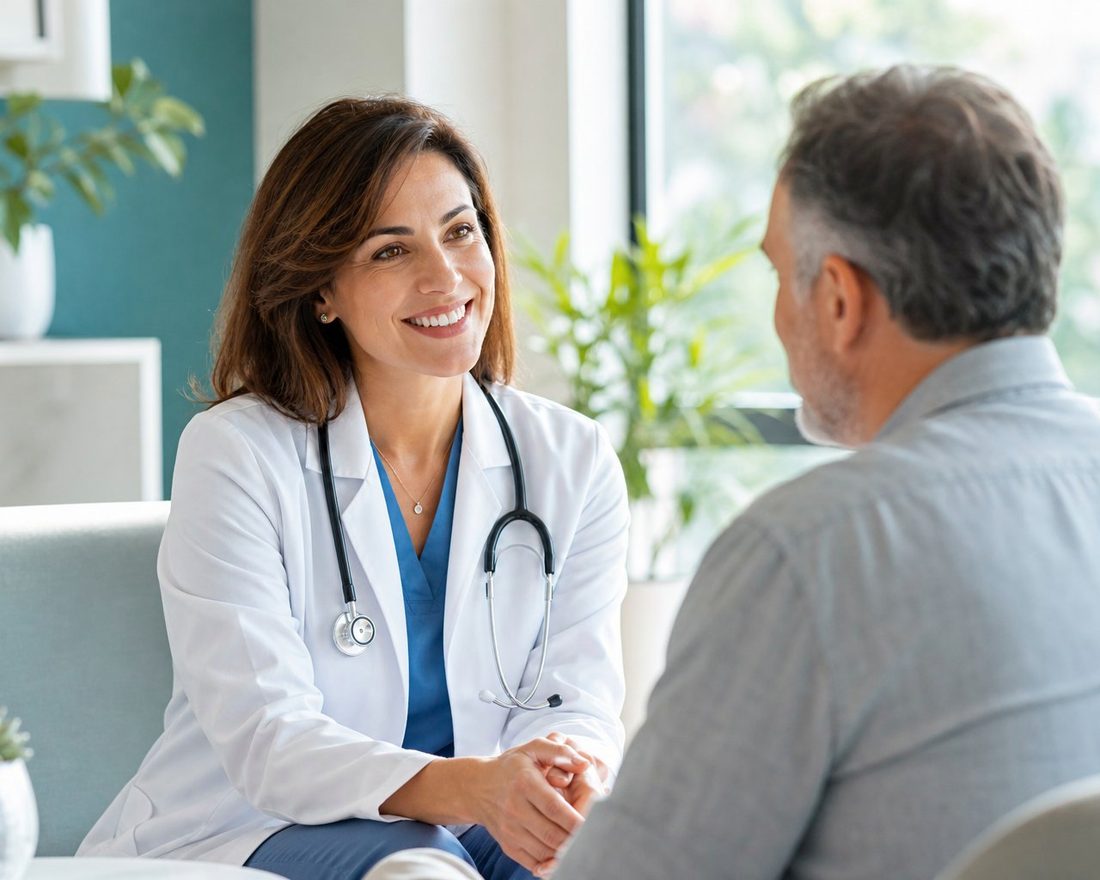A doctor talking with a patient during a consultation at Prime Cares Health